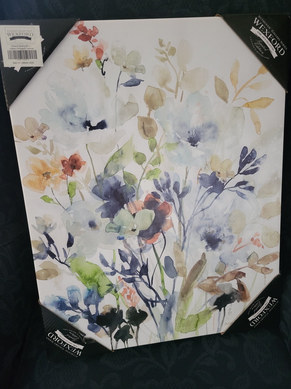 Wexford Multicolor Floral Watercolor Wall Art - Blue & Green